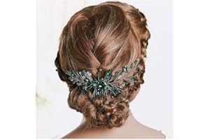 IYOU Peigne à Cheveux en Cristal Vert Princesse pour Mariage Accessoires pour Filles et Femmes (Argent)