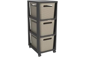 Rotho Brisen Roll behållare med 3 lådor, plast (pp återvunnen), cappuccino, 3 x 16 l (36,5 x 30 x 77 cm)