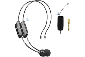 HUACAM 2,4G Microfono Wireless Archetto, 2 in 1 Microfonico Wireless Professionale,Trasmissione 50 metri, 3,5 e 6,35 mm, Per Amplificatore Vocale, Altoparlanti, Sistema PA