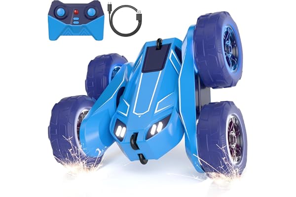 MaxTronic Voiture télécommandée, Exclusive Double Chargement Direct avec LED Réglable. 360° Stunt 15km/h Tout-Terrain radiocommandée Jouet Fête Cadeau pour 3-12 Ans Garçon Fille