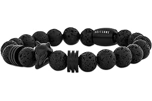 Akitsune Obsydianowa bransoletka z koralikami - bransoletka z ogniwami bibelot kobiety onyks kamień wulkaniczny - matowy czarny srebrny złoty różowe złoto biały czarny, Kamień