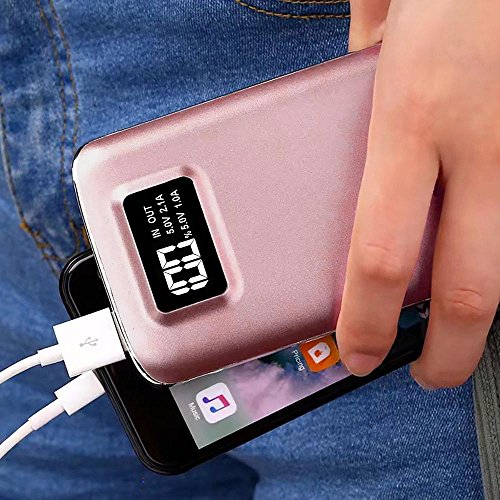DoSHIn Caricabatterie Portatile 10000mAh 2 Porte USB Batteria Esterna con LED Display Digitale Intelligente Power Bank,per iPhone, Samsung, Huawai, Tablet, Smartphone e Altro(Oro rosa)