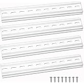 VooGenzek 4 Pieces DIN Rail, DIN Rail Slotted Aluminium, with 8 Screws, for DIN Rail and Contactor Terminal Series, 35 x 200