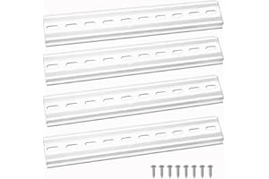 VooGenzek 4 Pezzi Guida DIN in Alluminio, Guide DIN in Metallo con Scanalature a Forma di U, con 8 Pezzi Viti, per Serie Terminale Guida DIN e Contattore, 35 x 200 mm