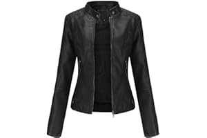 Fulidngzg Chaqueta Bomber Mujer, Cuero, Talla Única, Rojo, Manga Larga, Ajustado, Cremallera, Ala, Poliéster, Impermeable, Mujeres, Chaqueta, Abrigo
