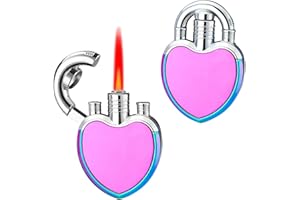 CYJBAO Jet Lighter with Windproof Red Flame - Adjustable Creative Heart Design, Refillable Butane Lighter Gifts for Birthday, Christmas, Festivals (Without Butane) -Rainbow Ice
