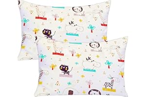 BABY AMABC Kissenbezug Kinder 40x60 cm - Motiv Kinderkopfkissenbezug 2 Bezüge - 100% Baumwolle EIN schöner und weicher Bezug für erstes Kissen, Kinderkissen, Dekokissen, Bequemer und niedlicher Baby-Kissenbezug