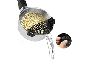 MXTIMWAN Scolapasta Da Bordo Pentola, Colino a scatto in Silicone Pieghevole con clip da pasta, Padella & Ciotola Scolapasta Da Cucina Per Pasta Non Tossico Facile da Pulire Lavabili in Lavastoviglie