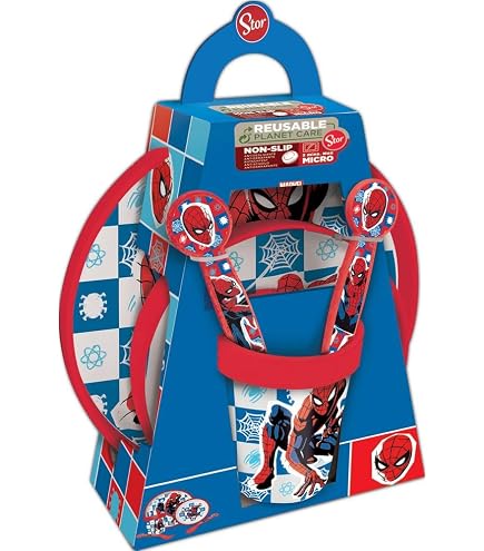 Set De Vaisselle Réutilisable Spiderman Pour Enfants - 3 Pièces, Acier Inoxydable Et Plastique Sans BPA, Micro-ondable
