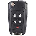 DAUZ Key Replacement 5 Button Fob Case Shell for Chevrolet 2010-2013 Male Car Key Cover