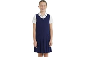INSAFIANS Girls School Pinafore Dress Pleated 2 Button Kids School Dress School Uniform