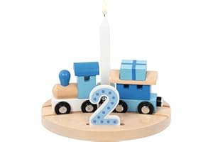 goki 60668 - Geburtstagszug Oslo für Jungen aus Holz, für den dekorativen Geburtstagstisch mit Zahlen 1 2 3 4 5 6, in Blau für Jungen, Perfekte Deko für Kindergeburtstage, 16cm x 12cm x 7cm, ab 1 Jahr