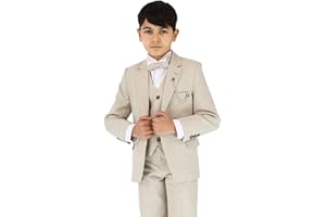 SIRRI Traje Formal Texturizado de 6 Piezas para niños, Corte Ajustado, para pajes, Bodas, comuniones, de 1 a 16 años