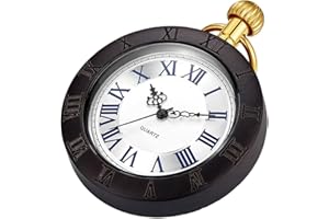 Tiong Vintage Holz Quarz Taschenuhr Handgemachte Bambus Holz Antike Taschenuhren mit Kette Herren Anhänger & Geschenkbox