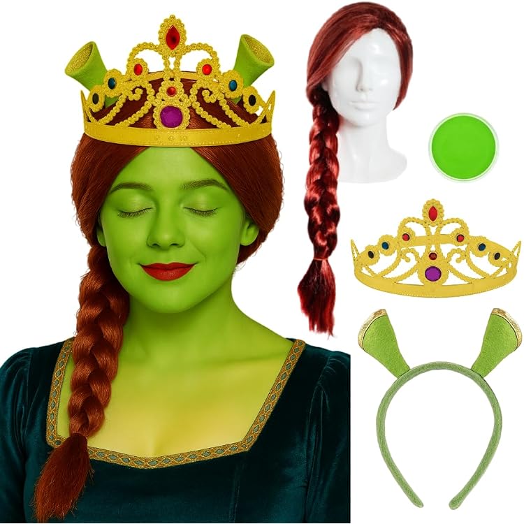 Princess Fiona Costume For Women  Long Sleeve Green Gown With Headband For  Halloween & Cosplay