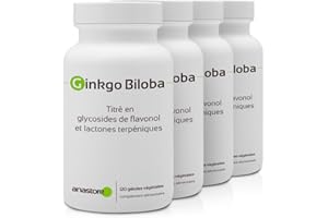 ANASTORE GINKGO BILOBA PACK 3+1 GRATIS | 60 mg / 960 capsule | Circolazione, Cervello, immune | Fabbricato in Francia