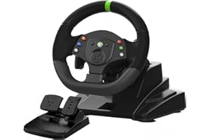 DOYO Xbox 360 Volante de Carreras Juegos con Pedales y Paletas para PC, PS 3, Android, Xbox 360, Nintendo Switch, 180° Volante con Vibración para Simulador de Conduccíon