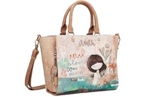 Anekke - Bolso Shopper de Mujer - Bolso de Mano Grande de Polipiel con 2 Asas y Bandolera - Cierre de Cremallera - Colección Mediterranean - Accesorios y Complementos de Mujer - Medidas 39x24x11 cm