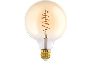 ‎EGLO EGLO E27 Lampe dimmbar, Spiral LED Glühbirne Globe, Vintage Leuchtmittel für Retro Beleuchtung, 8 Watt (entspricht 60 Watt), 806 Lumen, warmweiß, 2700 K, Edison Birne G125, Ø 12,5 cm