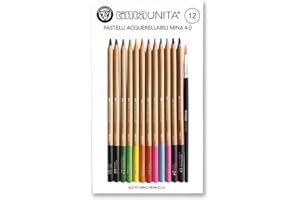 Confezione 12 Pastelli Colorati Acquerellabili Tinta Unita Mina da 4 mm.