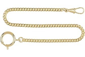 Hermann Jäckle Taschenuhrkette 3002pl Flachpanzer aus Messing vergoldet I Kette für Taschenuhr I 30cm I Made in Germany