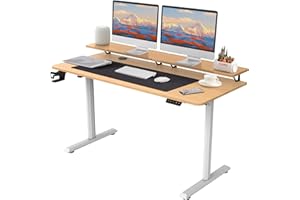 SOSINYA 140x60cm Mesa Escritorio Elevable, Mesa Elevable Escritorio, Mesa Gaming Arce, Secretaria Elevatoria, Memoria de Altura Ajustable, Adecuado para Estudiar, Trabajar, Juegos