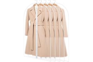SINLAW 5 Piezas Funda para Guardar Ropa, Repelente de polvo, humedad e insectos,Funda Ropa Armario,Almacenaje Ropa con cremallera,Bolsas para Ropa,Funda Abrigos para trajes, abrigos y camisas(60 * 120cm)