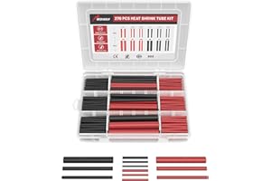 ‎RED WOLF RED WOLF Schrumpfschlauch Set mit Kleber 3:1 Schrumpfverhältnis Doppelwandiger Wärmeschrumpfschlauch Wasserdicht Heat Shrink Tube Rot & Schwarz 270 Stück