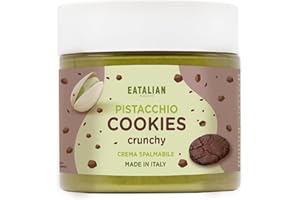 EATALIAN by AMZ BETTER Crema de Pistacho con Galleta Dulce y Crujiente, Deliciosa Crema para Untar con un Sabor Único, Ideal para Pan, con Helado y para Dubai Chocolate, 200g Made in Italy