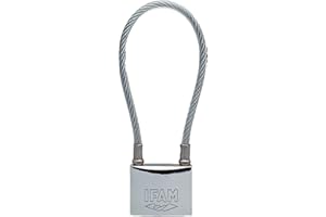 IFAM Candado Cable Serie Inox, Cable Acero Flexible, Altura 176 mm, Alta Resistencia a la Oxidación, Ambientes Húmedos, Alto Nivel de Seguridad, Resistente y Cromado