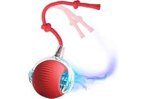 BCYPMYC Interactive Cat Toy Cat Ball Toy USB Rechargeable Self-MovingBall Stimulate Cats' Hunting Instincts Automatic Moving Ball with Tail With 3 Modes(Red)