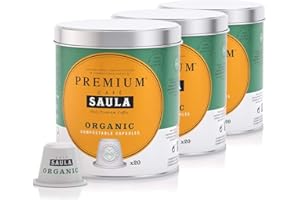 SAULA PREMIUM Café Saula, Pack 3 botes con 60 cápsulas compostables. Café 100% Orgánico. Compatibles Nespresso®
