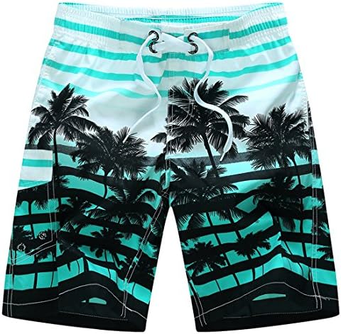 Dfrei Mens Beach Shorts Swim Trunks,Men's Shorts Quick Dry Beach Surfing Running Swimming Watershort (Green, XL)