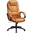 SONGMICS, Ergonomic Swivel Chair, Adjustable Height, for Office, Telework, with Silent Castors, Caramel Brown OBG022K11, 28.7" L x 27.6" W x (44.1"-48" H)
