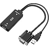 ICZI VGA zu HDMI Konverter, VGA auf HDMI Adapter USB Kabel für Audio Übertragung und Stromversorgung, unterstützt für Laptop,