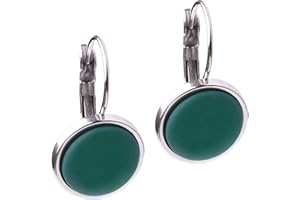 Polarisohrring "Katharina", 12mm original Polariscabochon in vielen attraktiven Farben in einer Klappbrisur aus Edelstahl, handgefertigt von Adi-Modeschmuck in Berlin