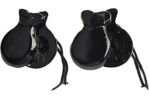 Oniissy 2 paia di nacchere spagnole in legno, strumenti musicali tradizionali a percussione a mano, per adulti, accessori per danza e flamenco (nero)