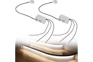 LEIKURVO Miniczujnik ruchu na podczerwień, 2 sztuki, wykrywanie 120°, 6 m, 230 V, czujnik ruchu na zewnątrz i wewnątrz, czujnik ruchu do LED wewnątrz i na zewnątrz, czujnik obecności z funkcją rozpoznawania