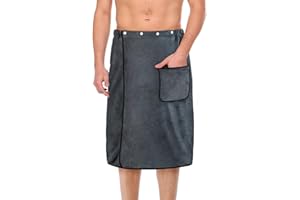 Aomig Męska spódnica kąpielowa z polaru koralowego, regulowana, pogrubiona chusta na ręcznik do spa, sauny, plaży (80 x 150 cm)