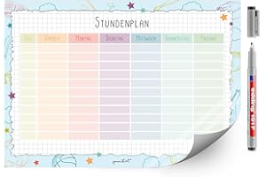 younikat Calendario delle lezioni lavabile, autoadesiva, colorato, con penna, riscrivibile, inizio della scuola, dv1055
