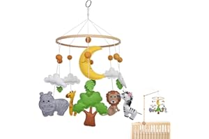 BOCGUY Baby Mobile Forest Animals Hanging Bed Bell, Mobile Baby Bed Wind Chimes with Felt Balls, Children's Room Hanging Bed Bell Gift for Baby Girls or Boys, Rattle Toy