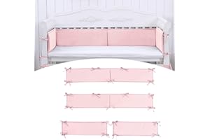 RUDFUZ Breathable Crib Bumper Breathable Mesh Cot Liner Split Crib Protective Bumper Anti-Collision Cotton Crib liner Soft Comfortable Edge Protection Baby Cot Bumper for Baby Boys Girls