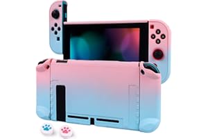 CHIN FAI Dockable Case für Nintendo Switch Hard Shell Schutzhülle für Nintendo Switch Console und Joy-Con Controller mit 2 Stäben (Blau-Rosa)