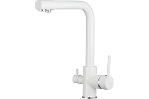 VALAZ Robinet Cuisine Osmose 3 voies | Robinet Osmoseur Haute Pression, Mitigeur Cuisine, Rotatif à 360°, Pas de Fuites, Installation Facile | Laiton, Acier Inoxydable, Blanc, Série Nil