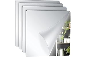 UNPOTEN 4 Stück Ganzkörperspiegel für Wände, 30 x 30 cm Klebespiegel für Schrank, DIY Acrylspiegel, Wall Mirrors für Wand Zuhause Wohnzimmer, Fitnessstudio, Flur, Wandspiegel, Selbstklebend Mirror (30x30cm)