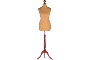 Display Guru Tailor Dummy torso Female UK Size 14/16 Red Wood TRIPOD Gold