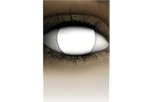 FXCONTACTS Lentilles de Contact Halloween Blanches – Effet BLIND ZOMBIE, Sans Correction, 1 Paire (2 pcs), Vision Réduite à 60 % – Accessoire de Déguisement