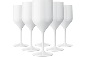 TUNDRA ICE INTERNATIONAL Tundra – Juego de 6 copas de croiser de 25 cl. irrompibles, de plástico SAN (plástico rígido), reutilizables y aptas para lavavajillas, para vino, champán y champán, color blanco