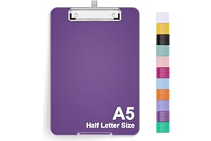 HNOGRI Hongri A5 Clipboard with Storage, Metal Retractable Pen Holder, 6 x 9'' Nursing Plastic Foldable Clip Board, Office Supplies, School Supplies, Menu Box for Work, Dark Purple