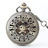 Easy Go Shopping Taschenuhr Kreative Anzahl Geschnitzte Legierung Boutique Retro Mechanische Taschenuhr Bronze mit Kette